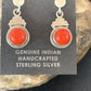 Native American Navajo Red Coral Dangle Earrings | Sterling Silver | 1" | 13113