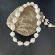 Native American White Freshwater Pearl Necklace | Gold Filled Beads | 20" | 14322