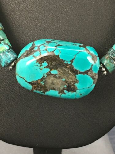 Navajo Spiderweb Turquoise Heishi Necklace | Sterling Silver | 21" | Authentic Native American Handmade | 2960