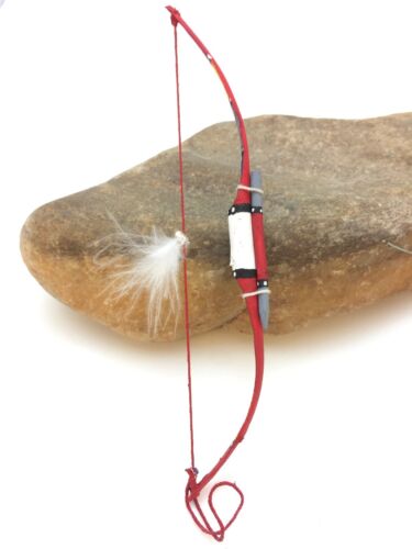 Native American Red Leather Bow Model Car Charm Dangle | Navajo Handmade | 6.5" | 8891