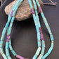 Navajo Blue Turquoise Jasper Bead Necklace | 3-Strand Sterling Silver | 24" | Authentic Native American Handmade | 12512