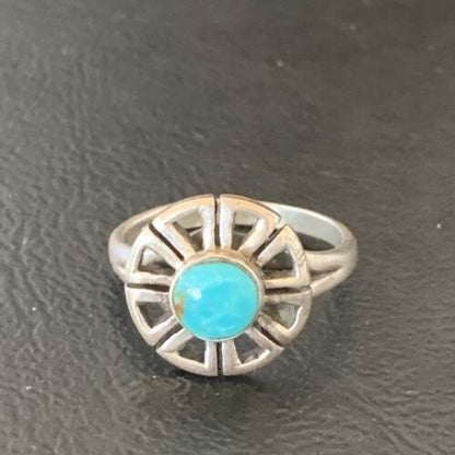 Native American Women's Navajo Blue Turquoise Inlay Ring | Sz 5 | Authentic Handmade | 11172 - Masha USA