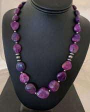 Southwestern Navajo Pearls Purple Turquoise Necklace | Sterling Silver | Authentic Native American Handmade| 20" | 1049