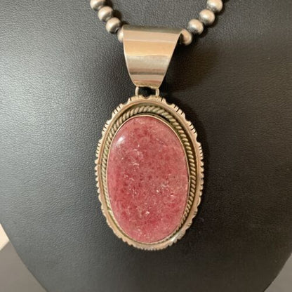 Native American Red Ruby Pendant Necklace | Sterling Silver | Handmade | 3" | 02186