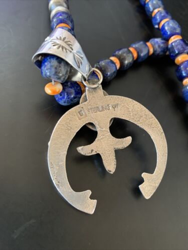 Navajo Native American Blue Lapis Spiny Oyster Naja Pendant | Sterling Silver | 11495