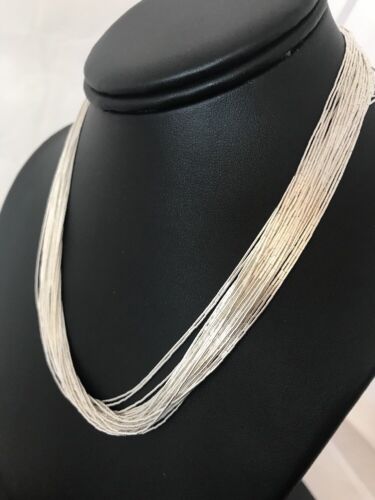 Sterling Silver Liquid Heishi Necklace | 30 Strands | Navajo Style | 17" | S431