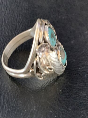 Navajo Kingman Turquoise Multi-Stone Ring | Authentic Native American Sterling Silver | Sz 11 | 14176