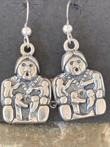Navajo Storyteller Dangle Earrings | Sterling Silver | 1.5" | Authentic Native American Handmade | 12986