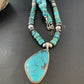 Navajo Pearls Spiderweb Beads Turquoise Necklace Pendant | Sterling Silver | Authentic Native American Handmade | 10239