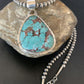Men's Navajo Pearl Necklace with Blue Spiderweb Turquoise Pendant | Sterling Silver | 10543