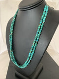 Navajo Sterling Heishi Blue Green Turquoise Bead Necklace Pendant | Authentic Native American Handmade | 02024
