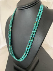 Navajo Sterling Heishi Blue Green Turquoise Bead Necklace Pendant | Authentic Native American Handmade | 02024