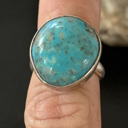 Navajo Blue Kingman Turquoise Ring | Sterling Silver | Sz 5 | Authentic Native American Handmade | 10215