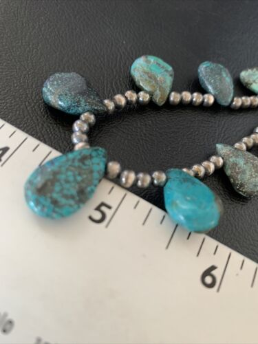 Native American Navajo Blue Turquoise Necklace | Sterling Silver | 19" | 12918 - Masha USA
