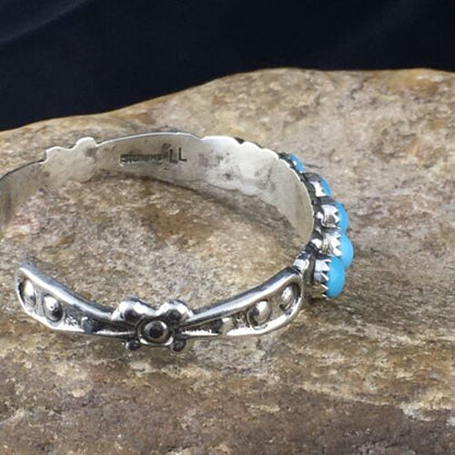 Navajo Blue Kingman Turquoise Cuff Bracelet | Sterling Silver | Authentic Native American Handmade | 10187 - Masha USA