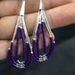 Handmade Liquid Silver Heishi Beads Purple Sugilite Earrings | Sterling Silver | 2" | 1989