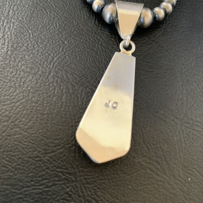 Men's Navajo Pearl Blue Lapis Turquoise Pendant Necklace | Sterling Silver | 21" | 12611