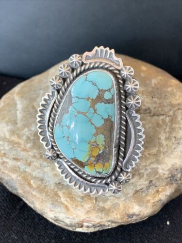 Navajo Blue Royston Turquoise Ring | Sterling Silver | Sz 12.5 | Authentic Native American Handmade | 1473