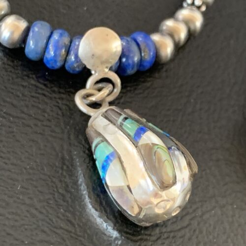 Navajo Men's Pendant | Blue Lapis Turquoise Opal Inlay | Sterling Silver Necklace | 22" | 13359