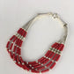 Navajo Red Stabilized Coral Heishi Sterling Silver Bracelet | 5-Strand | 7" | 13603