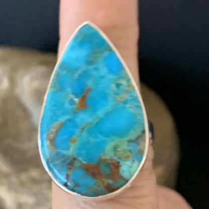 Navajo Blue Kingman Turquoise Ring | Sterling Silver | Sz 8 | Authentic Native American Handmade | 12788