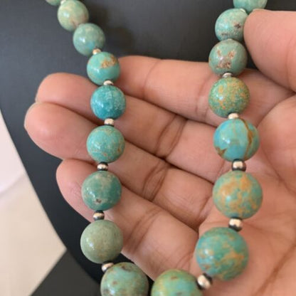 Native American Navajo Pearls Royston Turquoise Necklace | Sterling Silver | 20" | 1379