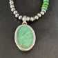 Navajo Green Turquoise Pendant Necklace | Sterling Silver | 21" | Authentic Native American Handmade | 14471