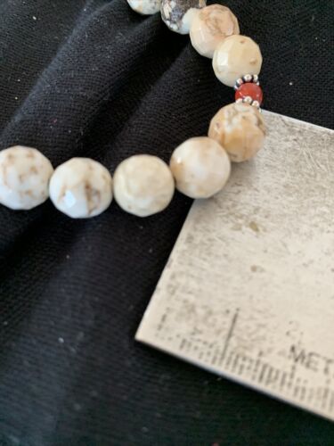 Navajo Turquoise Wild Horse Coral Necklace | Sterling Silver Naja | Authentic Native American Handmade | 20" | 964