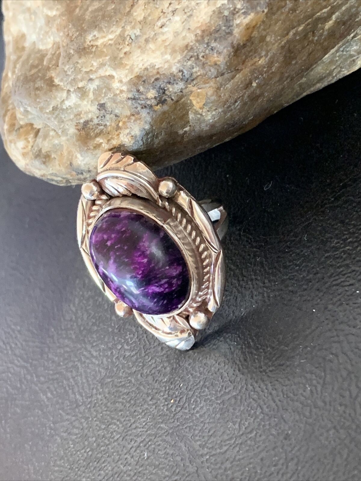 Navajo Purple Sugilite Ring | Sterling Silver | Sz 7.5 | Authentic Native American Handmade | 10440