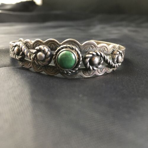 Southwestern Old Pawn Navajo Green Turquoise Bracelet | Sterling Silver | Authentic Native American Handmade | 1994