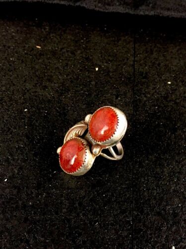 Native American Navajo Apple Coral Sponge Multi-Stone Ring | Sterling Silver | Sz 6 | 8766