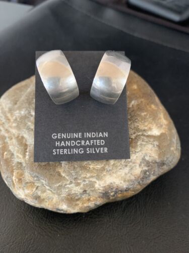 Old Pawn Women's Sterling Silver Hoop Stud Earrings | 1" | 13007