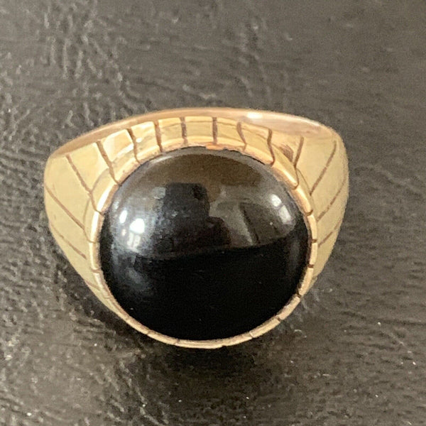 Men's XL Navajo Black Onyx Ring | Sterling Silver | Sz 14 | Authentic Native American Handmade | 11957