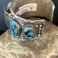 Navajo Sterling Silver Bracelet with Blue Kingman Turquoise | Men's Automatic Seiko Watch Cuff | Authentic Native American Jewelry | 12168