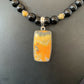 Men's Navajo Pearls Onyx Bumblebee Jasper Necklace Pendant | Sterling Silver | Native American Handmade | 10326