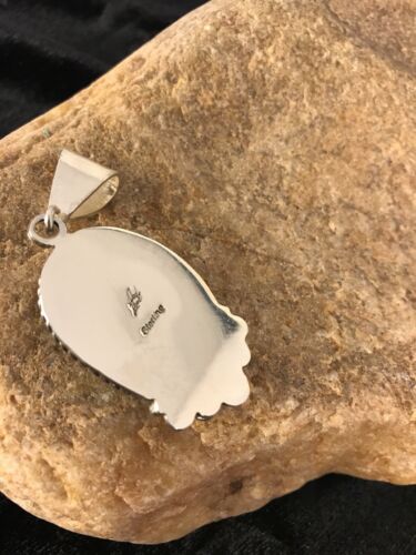 Navajo Green Turquoise Pendant | Sterling Silver | Authentic Native American Handmade | 3382