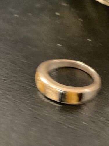 Navajo Black Onyx Coffee Tiger's Eye Inlay Ring | Sterling Silver | Sz 6.5 | 10794