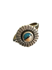 Navajo Opal & Turquoise Inlay Ring | Sterling Silver | Sz 7.5 | Authentic Native American Handmade | 1705