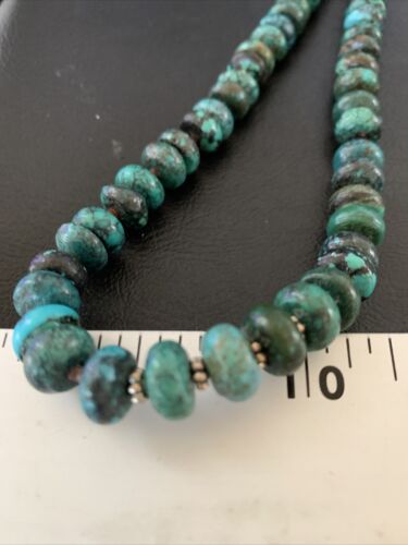 Navajo Pearl Spiderweb Blue Turquoise Shell Necklace | Sterling Silver | 26" | Authentic Native American Handmade | 12539