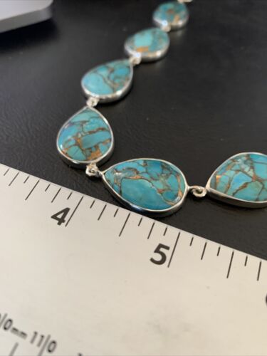 Navajo Blue Mojave Turquoise Pendant Necklace | Sterling Silver | 18" | Authentic Native American Handmade | 11633