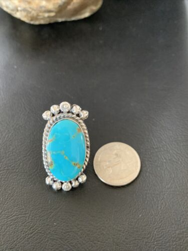 Southwestern Navajo Blue Kingman Turquoise Ring | Sterling Silver | Sz 8 | 13380
