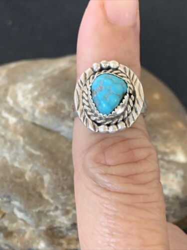Navajo Blue Kingman Turquoise Ring | Sterling Silver | Sz 6 | Authentic Native American Handmade | 12456