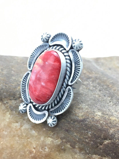 Native American Navajo Spiny Oyster Ring | Sterling Silver | Sz 7 | 4191