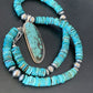 Navajo Pearls Spiderweb Beads Turquoise Necklace Pendant | Sterling Silver | Authentic Native American | Graduated | 22" | 10222