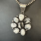 Navajo White Buffalo Turquoise Cluster Pendant | Authentic Native American Sterling Silver | Multi-Stone | 14676