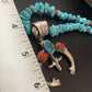 Navajo Sterling Silver Turquoise Coral Pendant Necklace | Authentic Native American Handmade | 11697