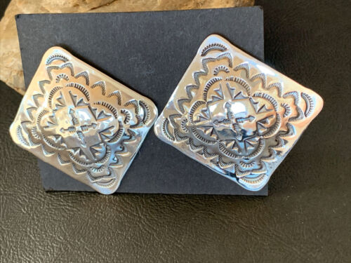 Southwestern Women's Navajo Stamped Earrings | Sterling Silver | Authentic Native American Handmade | 1675