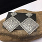 Native American Navajo Stamped Earrings Set | Sterling Silver | 2.75" | 1704