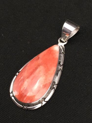 Native American Navajo Red Spiny Oyster Pendant | Sterling Silver | 1.75" | 1125