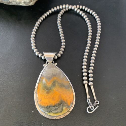 Navajo Pearls Sterling Silver Bumblebee Jasper Necklace Pendant | 21" | 10545